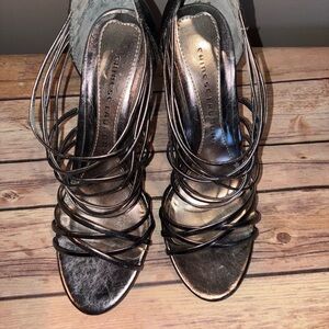Chinese Laundry Pewter Strappy Heels